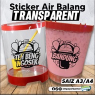 Stiker Air Balang Transparent Kalis Air Custom - Simple, Stylo, dan Terlajak Murah untuk Balang Air Anda 💧🎈