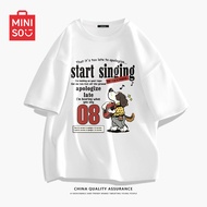 MINISO Unisex Short Sleeve T shirt | Cute dog loose letter print | Pure cotton T-shirt for Man or Wo