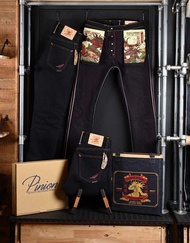 Pinion Denim 24ozBy Okayama denim รุ่นอสูรแดงไวน์indigo x wine 24oz มีทรงกะบอกเล็กและกะบอกตรง