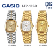 HOT ； Casio นาฬิกาข้อมือผู้หญิง ทรงถังเบียร์ สายสแตนเลส รุ่น LTP-1169 ของแท้ประกันศูนย์ CMG