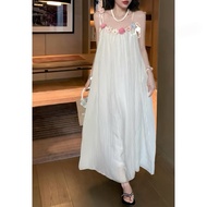 Fat Cat Bigsize — 2-strap maxi dress with flowers and stone trim, big size 60-90kg