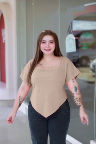 B01🌹🌵เสื้อสาวอวบ (คอเหลี่ยมชายแหลม) เซ็กซี่ งานสวย ตรงปก ผ้าร่องcvc เสื้อแฟชั่น หรูๆแบบคุณหนู