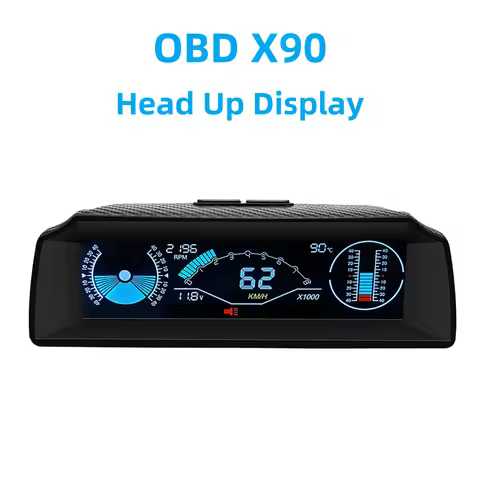 OBD X90 Head Up Display On-Board Computer Display OBD2 Car Speedometer OBD Gauge With Tilt Pitch Ang