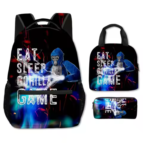 Fashion Novelty Cool Novelty Gorilla tag 3D Print 3pcs/Set Student School Bags Laptop Backpack Cross