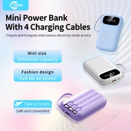 Yisen Power Bank 20000mAh Fast Charging Powerbank Built in 4-Cable Portable Charger Digital Display 