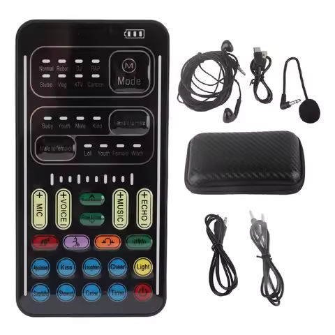 I9 Voice Changer Set Multifunction Portable Recording Mini Sound Card for Game Anchor Recording Comp