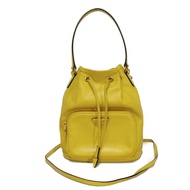 Pre-owned Prada Saffiano Duetto Bucket Bag, Soft Calfskin, Yellow, Drawstring, 2-Way Shoulder Bag, T