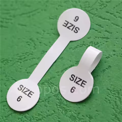 Ring Size Printed Barbell Tags Self-adhesive, glue ends adhesive free shank Jewellery necklace gumme