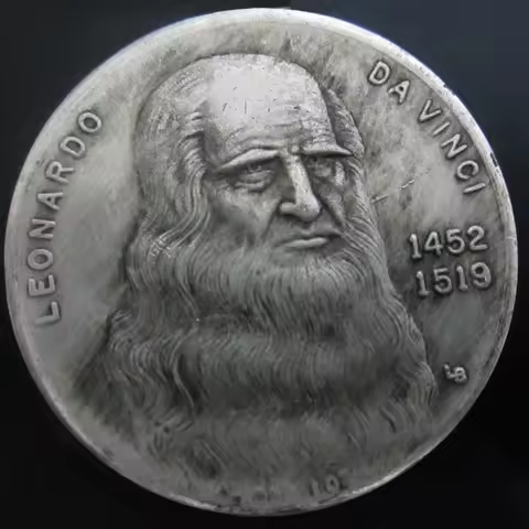 1pc, Vintage Replica Leonardo da Vinci Commemorative Iron Coin, Collectible Challenge Coin, Historic