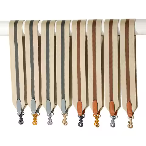 Top Brand Hand-Sewn Leather Woven Canvas Shoulder Strap 5cm Wide Wax Line Herbag Evelyn Replacement 