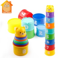 9PCS เด็กการศึกษาของเล่น6เดือน + ตัวเลขตัวอักษร Foldind Stack Cup Tower เด็ก Early Intelligence