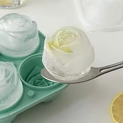4 Grids Rose Ice Cube Mold, Multifunctional Chocolate, Jelly, Ice Cube Tray, RV Party Kitchen Refrig