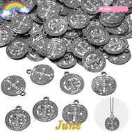 JUNE1 100Pcs Metal Saint PendantSilver Toned Saint, 13mm/0.51inch in diameter Antique Silver Alloy S