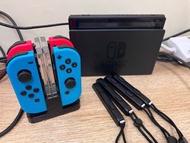 大電版 Nintendo Switch主機連充電器 內置Mario Kart  extra手掣一對 齊配件