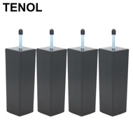 [TENOL] 4pcs/set 5.9inch Black Bed Risers Furniture Table Square Feet for Sofa Couch