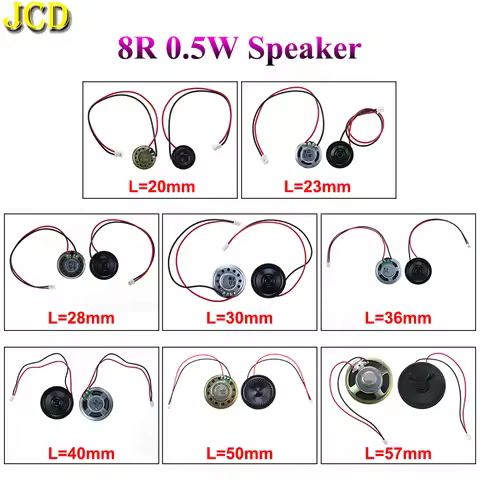 1X 8 Ohm 8R 0.5W Mini Ultra-thin Horn Speaker Diameter 20mm 23mm 28mm 30mm 36mm 40mm 50mm 57mm Louds