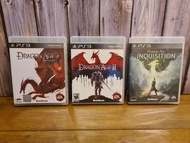 แผ่นเกม PlayStation 3 (PS3) เกม Dragon Age Origins dragon age 2 และ dragon age inquisition ทุกภาคทั้งหมดที่มีในเครื่อง PlayStation 3 มาทั้งหมดเลย ใช้กับ PlayStation 3 ได้ทุกรุ่น เป็นสินค้าของแท้มือสองสภาพดี  จัดเป็นงาน ครบชุดหายากขาย 990 บาท