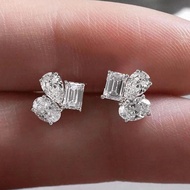 6cttw Pear Emerald & Oval Cut Moissanite Stud Earring for Women Three Stone Lab Grown Diamond GRA Ce