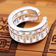 Sterling Silver Abacus Index Finger Ring Ring Men Women Wide Large Size Lucky Transfer Personality Influencer Niche Design Trendy People