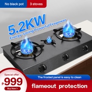 S.A Home Three-burner gas stove, stainless steel body, tempered glass surface, electronic ignition, burner Instant ignition / high firepower / energy saving / safety Energy saving and gas saving