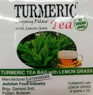 Turmeric tea bag with lemon grass, no sugar added ( 2 grams ×12)