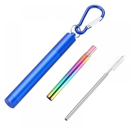 Metal Straw Food Grade 304 Stainless Steel Retractable Straw Foldable with Retractable Brush Beverage Straw Milk Tea Straw Outdoor Portable Straw Set