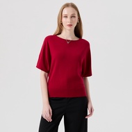 ESPADA เสื้อสเวตเตอร์แขนแบบบาตวิง ผู้หญิง สีแดง | Bat Wing Sleeve Sweater | 01109