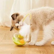 Cat Tumbler Toy Interactive Fluttering Random Moving Ambush Feather Pet Toy with Catnip Balls Pet Su