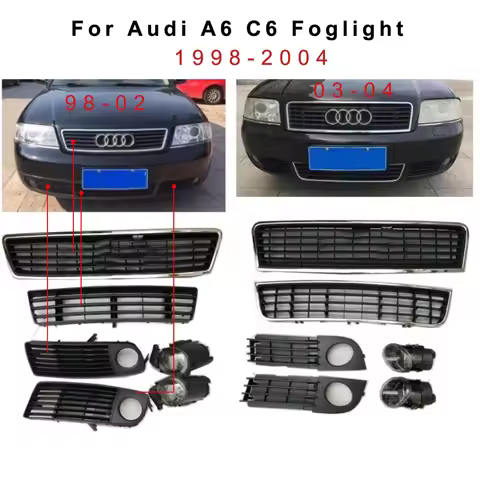 Front Bumper Fog Light Cover Frame Grille Ventilation Matching Lamp Shell For Audi A6 C5 S6 C6 1998 