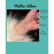 Lucky four-leaf clover bracelet when worn - full bracelet with 5 silver flowers