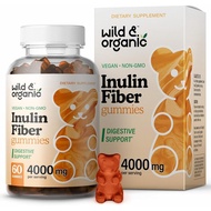 Wild & Organic Inulin Fiber Gummies 4000mg - Digestive Support w/Chicory Root - Soluble Fiber Supple