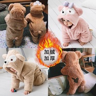 Baby Jumpsuit Autumn Winter Thickened Fleece Boy Baby Clothes 6 to 12 Months 3 Romper Outing Clothes