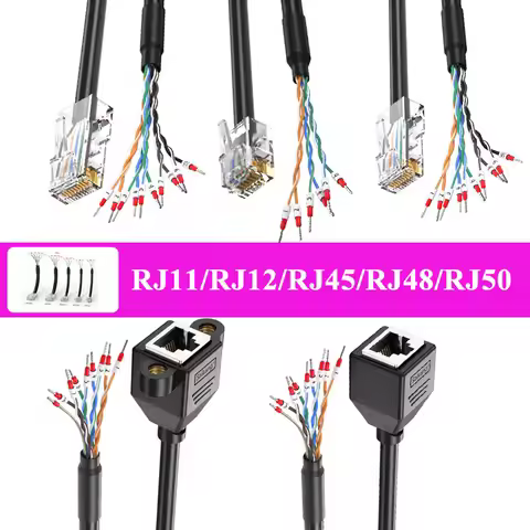 RJ12/RJ45 Single Head Connector Cable 6P6C 8P8C Terminal Wire RJ11//RJ48/RJ50 10P10C RJ45 Crystal He