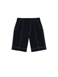 KLOSET High-Waisted Shorts  (AW21-P002) กางเกงขาสั้นผ้าพื้น เดินเส้น