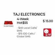 Singtel Prepaid $15 Hot $55 Plan – $15 IDD + $40 Local Talktime | 28-Day Top-Up / Recharge