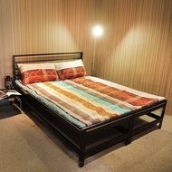 免螺絲角鋼雙人床架-消光黑加大加厚款