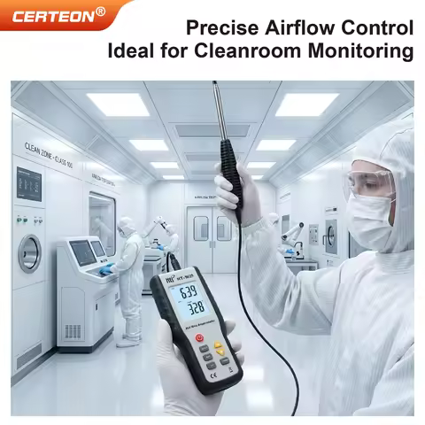 HT9829 Hot Wire Anemometer 0.01m/s Air Velocity Meter Air Flow Tester Duct Ventilation Wind Speed Te