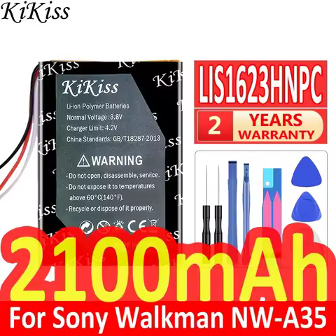 2100mAh KiKiss Powerful Battery LIS1623HNPC For Sony Walkman NW-A35 NW-A45 NW-A46 NW-A47 NW-A55 NW-A