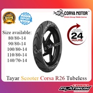 Corva Motor Tayar Corsa Scooter Tubeless Tyre R26 80/80-14 90/80-14 100/80-14 140/70-14 Tayar Scoote