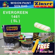 1461 EVERGREEN ( 5L ) 5 Liter ZINXER EPOXY ( FREE 7" ROLLER SET ) Two Pack Epoxy Floor Paint / PAINT99