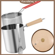 Deep Fryer Pot Set 304 Stainless Steel Deep Fryer Pan with Strainer Basket Food Clip Lid 3L Chip Fry