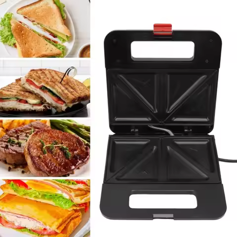 Sandwich Maker Small 4 Slice Panini Press Grill Non Stick Plate Adjustable Temperature Cool Touch Ha