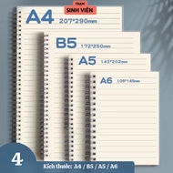 XO Spring Notebook, A6 A5 B5 A4 Notebook Transparent Cover, Ivory White Paper 160 pages, Student Not