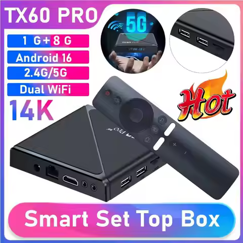 Smart TV Box TX60 PRO Android 16 TV Box 14K 2.4G 5G Dual WiFi Set-top Box Video Media Player Voice R