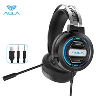 AULA S603 Gaming Headset Computer Headphone High-Sensitivity Microphone Cool LED Glow Ultra-lightwei