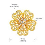Filigree Camellia Flower Brooch Gold Plated (BH5168)