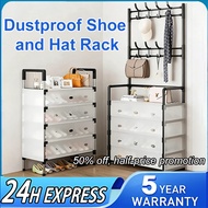 Shoe Rack With Dust Cover Rak Kasut Plastik Bertutup Multi-layer Space-saving Shoe Organizer 3/4/5/6