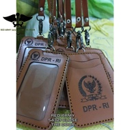 ID Card Holder Lanyard NameTALI Genuine LeatherTAG with DPR-RI Logo