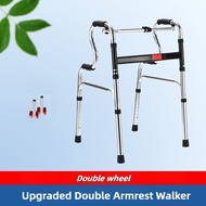 ECOR Adult Walker With Wheels Adjustable Aid Walker Crutch Cane Stick Stainless Steel Foldable For E