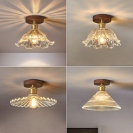 Solid Wood Aisle Corridor Light Ceiling Light Simple Glass Cloakroom Balcony Ceiling Light